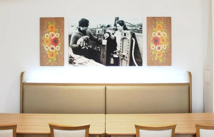 Table and chairs in the Galley restaurant at Fern House, Bingley BD16 4FA